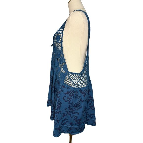 Denim 24/7 Women’s Large Crochet Top Blue Open Front Tie Whimsigoth Fairy Y2K - Picture 6 of 8